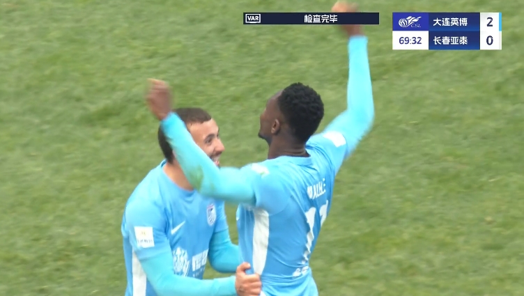 馬萊萊大連處子球！呂焯毅助攻馬萊萊破門，大連英博2-0亞泰