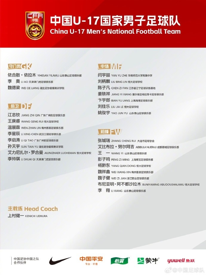 北青體育：U17國(guó)足落選球員彭子鳴、李星辰、陳子凡仍留隊(duì)合練