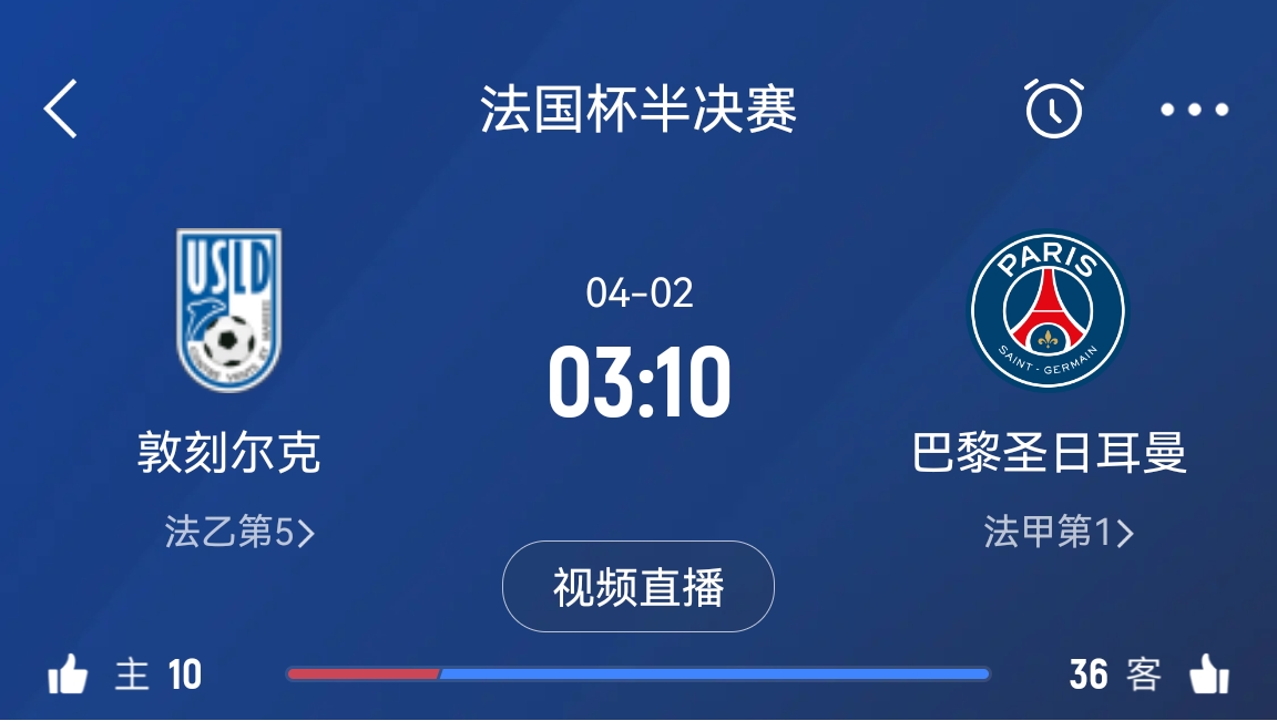 繼續(xù)大撤退？法國杯半決賽敦刻爾克挑戰(zhàn)巴黎，此前連續(xù)逆轉(zhuǎn)法甲隊